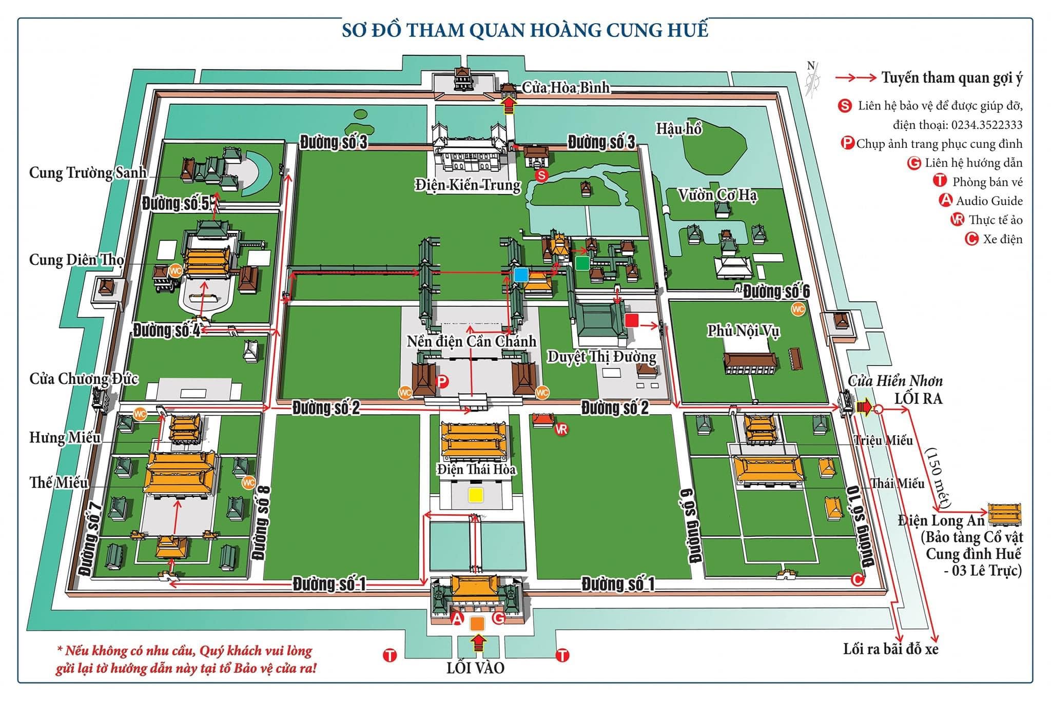 Sơ đồ tham quan Hoàng Cung Huế