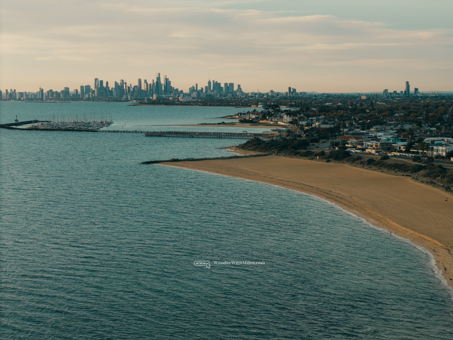 Brighton Beach to Melbourne cbd view